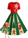 Rot & Grün 1950er Weihnachten Schneeflocke Swing Kleid