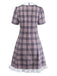 [Vorverkauf] Rosa 1960er Peter Pan Kragen Kariert Rüschen Saum Kleid