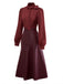 [Vorverkauf] Weinrot 1940er Binde Hals Leder Patchwork Kleid