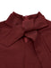 [Vorverkauf] Weinrot 1940er Binde Hals Leder Patchwork Kleid