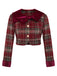 [Vorverkauf] Rot 1940er Flanell-Karo Samt Patchwork Jacke