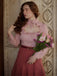 Rosa 1940er Baumwolle Schlüsselloch Rüschen Kleid