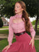 Rosa 1940er Baumwolle Schlüsselloch Rüschen Kleid