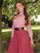Rosa 1940er Baumwolle Schlüsselloch Rüschen Kleid
