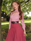 Rosa 1940er Baumwolle Schlüsselloch Rüschen Kleid