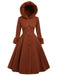 Rosa 1950er Faux-Wolle Hooded Taste Mantel