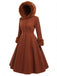 Rosa 1950er Faux-Wolle Hooded Taste Mantel