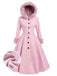 Rosa 1950er Faux-Wolle Hooded Taste Mantel