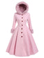 Rosa 1950er Faux-Wolle Hooded Taste Mantel