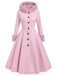 Rosa 1950er Faux-Wolle Hooded Taste Mantel