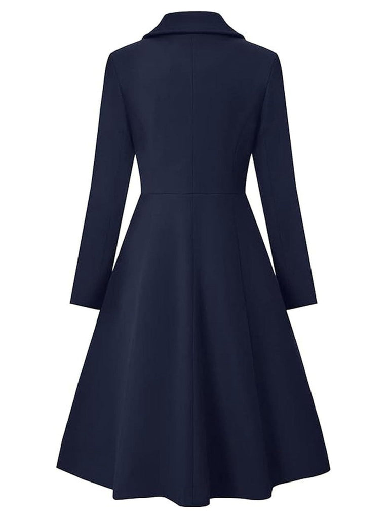 1950er Solide Kerbkragen Kleid Mantel