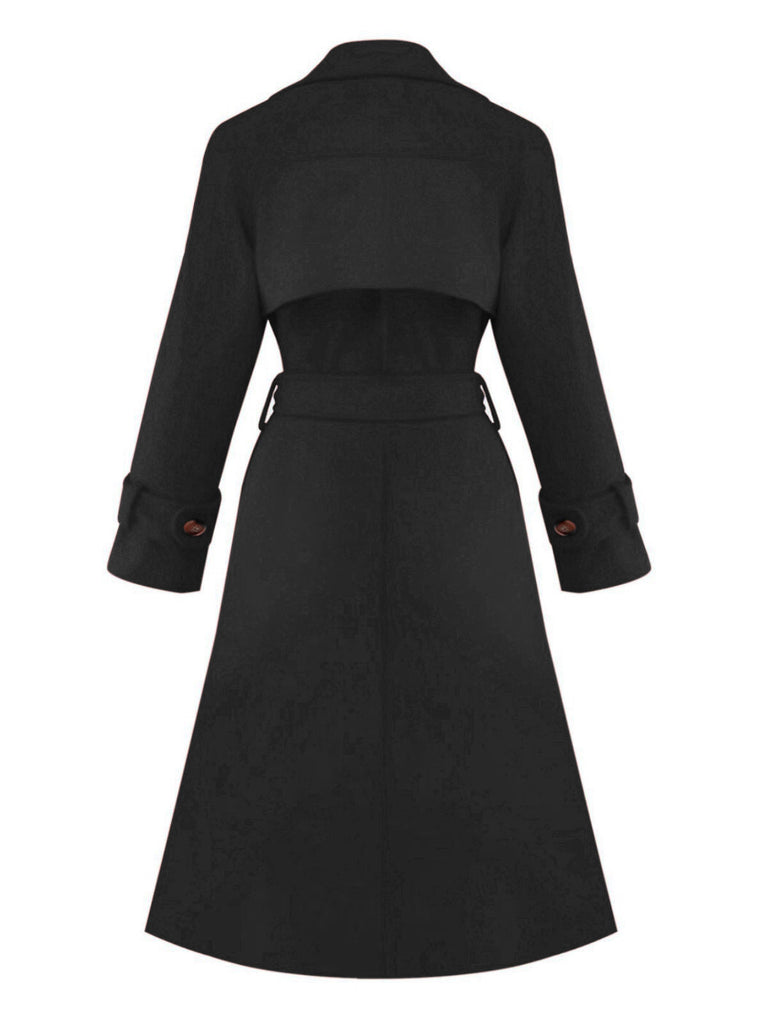 1950er Solide Zweireihiger Revers Trench Mantel