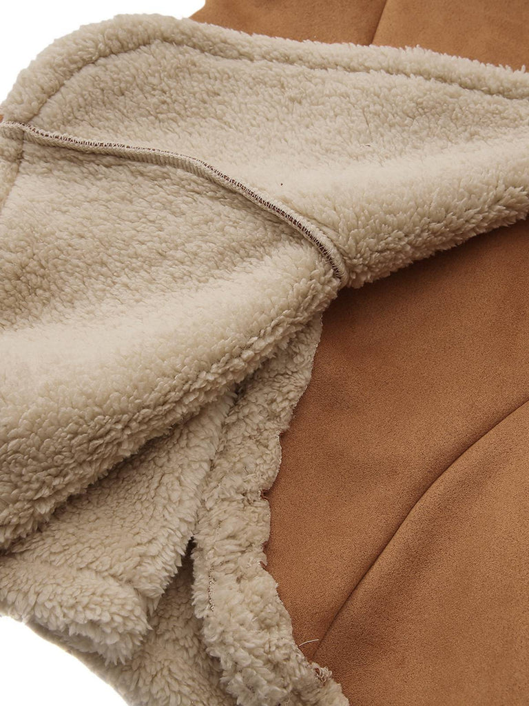 Hellbraun Vintage 1970er Revers Ausgestellter Saum Suede Jacke