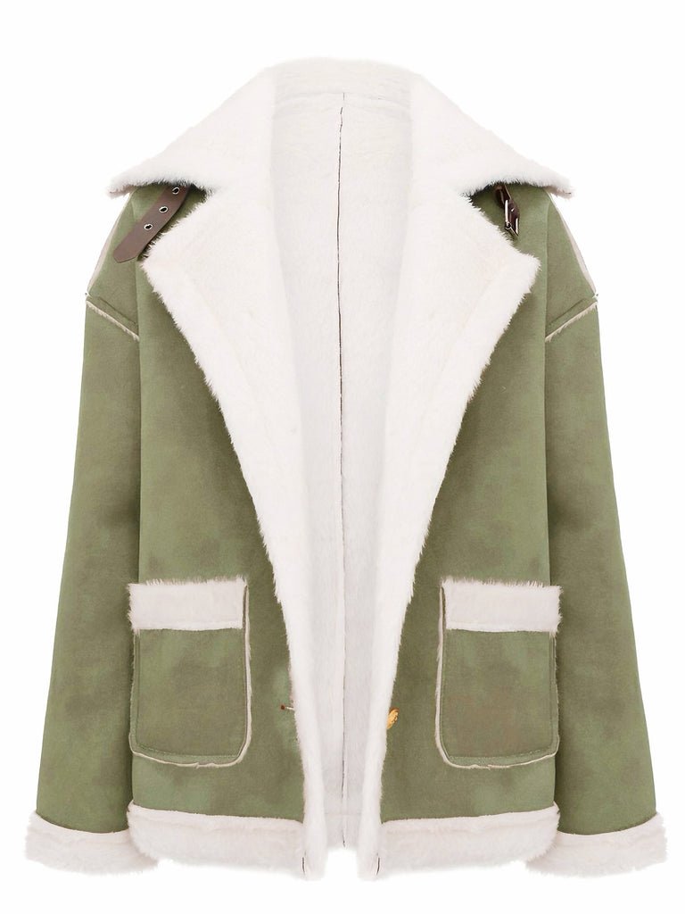 1940er Revers Plüsch Buckle Tasche Jacke