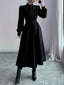 Schwarz 1970er Solide Taste Gürtel Kleid