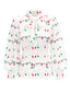 Weiß 1950er Krawattenhals Weihnachtsbeleuchtung Bluse