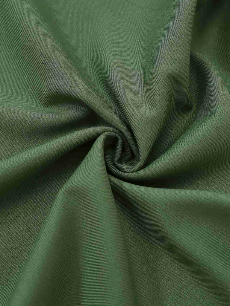 Grün 1950er Stricken Schulterfrei Plissiertes Kleid