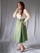 Grün 1950er Stricken Schulterfrei Plissiertes Kleid