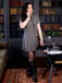 Grau 1970er Stricken Leder Schnalle Plissiertes Kleid