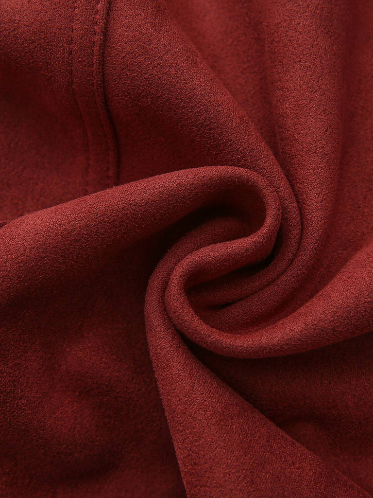 Braun 1980er Steh Kragen Wildleder Kurze Jacke