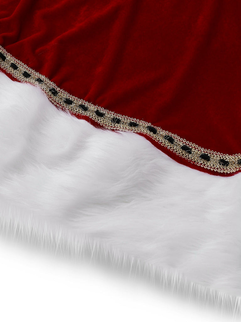 Rot 1930er Mrs. Claus Kostüm Samt Kleid Set