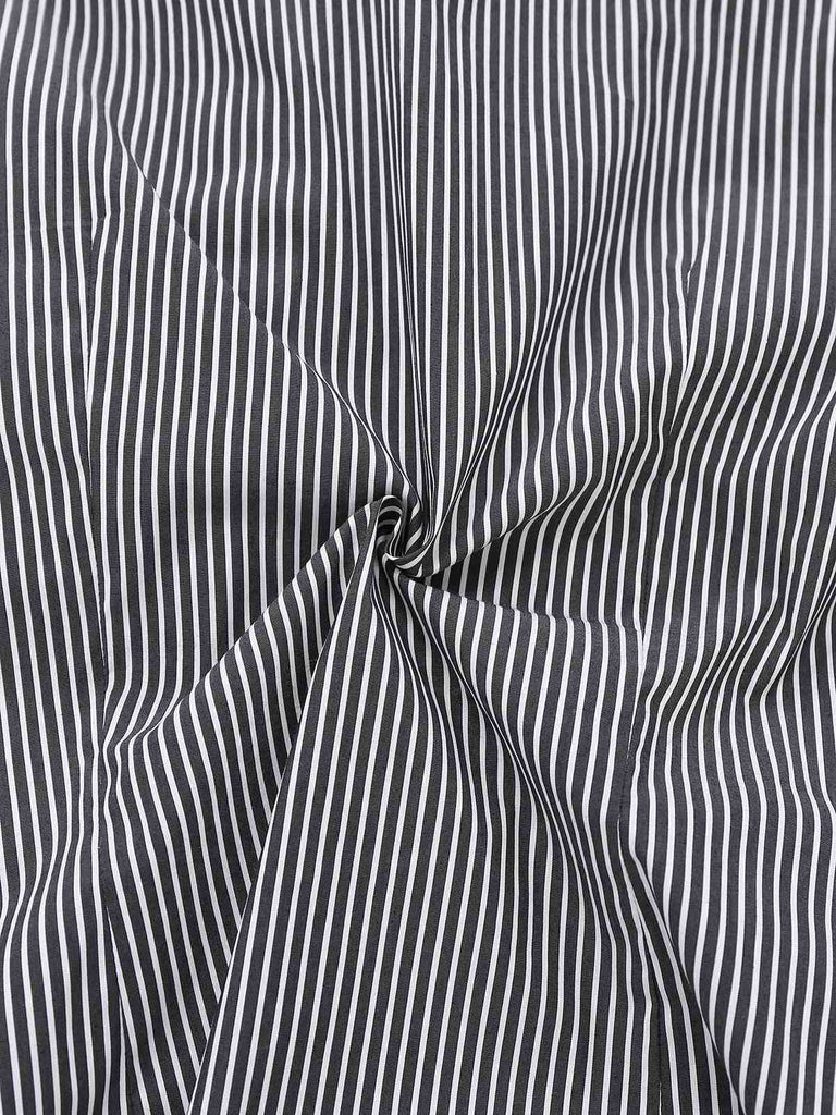 [Vorverkauf] Schwarz 1940er Rüschen Revers Vertikal Streifen Bluse