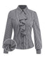 [Vorverkauf] Schwarz 1940er Rüschen Revers Vertikal Streifen Bluse
