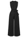Schwarz 1950er Perlen Perlenbesatz Bogen Gürtel Jumpsuit