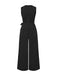 Schwarz 1950er Perlen Perlenbesatz Bogen Gürtel Jumpsuit