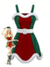 Rot & Grün 1960er Weihnachten Plüsch Trim Kleid Set