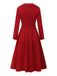 1950er Solide Revers Hoch Taille Swing Kleid