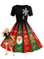 Schwarz 1950er Weihnachten Schneeflocke Swing Kleid