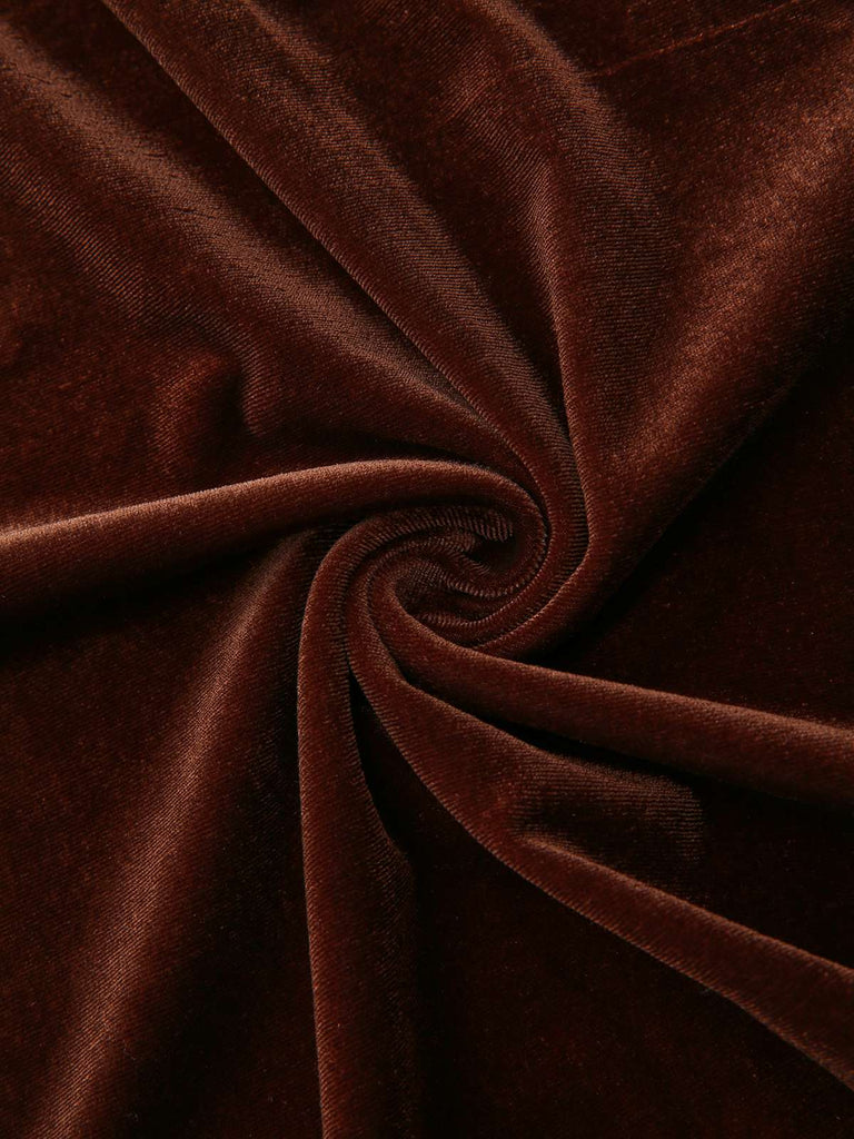 Braun 1940er Solide Spitze Patchwork Samt Kleid