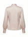 [Vorverkauf] Rosa 1970er 3D Rose Satin Steh Kragen Bluse