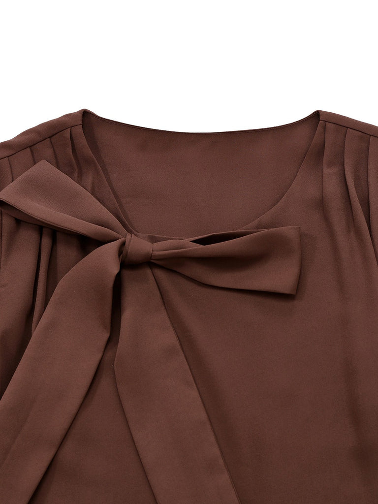 Braun 1920er Bogen Schleife Gürtel Taille Kleid