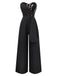 [Vorverkauf] Schwarz 1960er Besticktes Blumen Schnür Trägerlos Jumpsuit