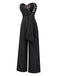 [Vorverkauf] Schwarz 1960er Besticktes Blumen Schnür Trägerlos Jumpsuit