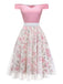 [Vorverkauf] Rosa 1950er Herzausschnitt Rose Netz Schulterfrei Kleid