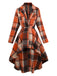 Orange 1950er Karo Hoch Niedrig Saum Revers Jacke