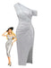 Silber 1920er Pailletten Eine Schulter Seitenschlitz Kleid