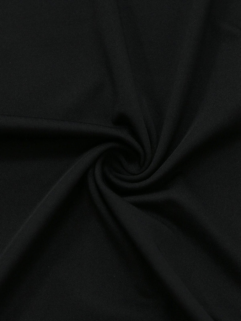 2PCS Schwarz 1930er Rollkragen Top & Blumen Rock