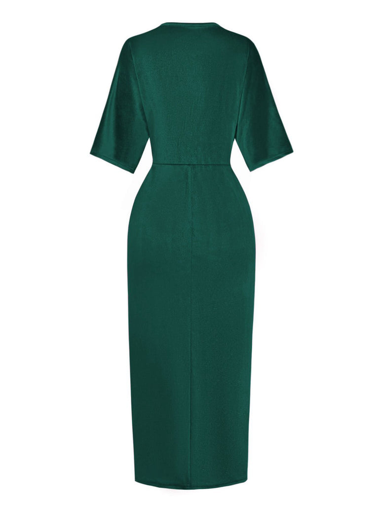 1960er Solide Samt Halbarm Kleid