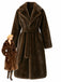 1950er Solide Revers Kunstpelz Pelz Robe Mantel