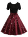 Schwarz & Rot 1950er Herz Bogen Swing Kleid
