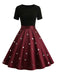 Schwarz & Rot 1950er Herz Bogen Swing Kleid
