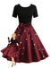 Schwarz & Rot 1950er Herz Bogen Swing Kleid