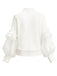 Weiß 1940er Rüschen Laternenärmel Tie-Front Bluse