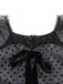 [Vorverkauf] Grau 1960er Bogen Netz Patchwork Polka Punkte Kleid