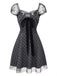 [Vorverkauf] Grau 1960er Bogen Netz Patchwork Polka Punkte Kleid