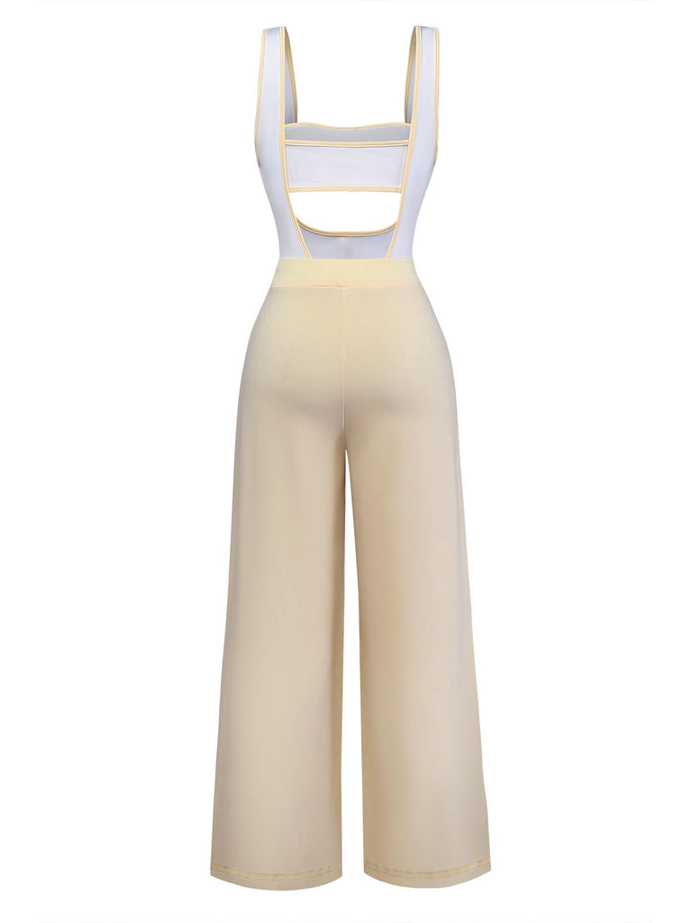 1950er Trägerlos Cut-Out Patchwork Jumpsuit Set